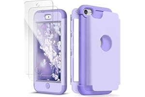 DIGINEX IDWELL iPod Touch Case with 2 Screen Protector, Three Layer Series Heavy Duty Protection Shockproof High Impact Protective Cover for iPod Touch 5/6/7th Generation, Purple
