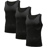 HIBETY Men&rsquo;s 3/5 Pack Compression Shirts, Sleeveless Tank Tops &amp; Short Sleeve Cool Dry Base Layer Muscle Shirts for Gym
