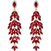 BriLove Women's Wedding Bridal Crystal Multi Marquise-Shape Leaf Cluster Chandelier Dangle Earrings