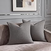 COCOPLOCEUS Pillow Covers 26x26 Set of 2 Cotton Euro Shams with Hidden Zipper Wrinkle Resistant Breathable Decorative Waffle Weave Pillowcases for Couch, Sofa, Bedroom Car, Chocolate Grey