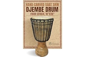 Africa Heartwood Project Hand-Carved Classical Djembe Drum from Africa - Authentic Percussion Instrument - 10"x20" Drum with Premium Sound Quality, West African Goat Skin & Solid Wood Shell