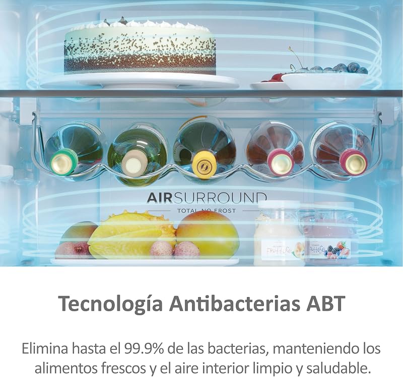 3D 60 Series 7 Pro HTW7620ANMG - Frigorífico Combi, 414L, Cajones Direct Access, WIFI, Botellero, Motor Inverter, My Zone Pro, Humidity Zone, Total No Frost, 59.5x205cm, Daylight LED, Inox