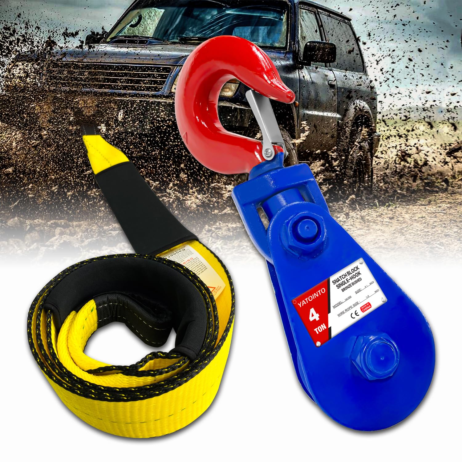 YATOINTO 4 Ton Snatch Block with Swivel Hook for