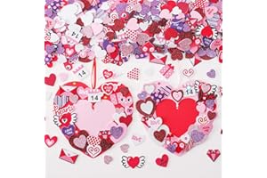 TINYFUTURE 18 Sets DIY Valentine's Day Foam Wreath Crafts Kits Decorations Self Adhesive Heart Sticker Love Heart Letter Shiny Sticker for Kids Party Favors Fun Classroom Home Activities