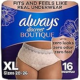 Always Discreet Boutique Underwear, XL, Rosy, 16 Count