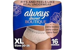 Always Discreet Boutique Incontinence and Postpartum Underwear for Women, Maximum Protection, Extra Large, Rosy, 16 Count