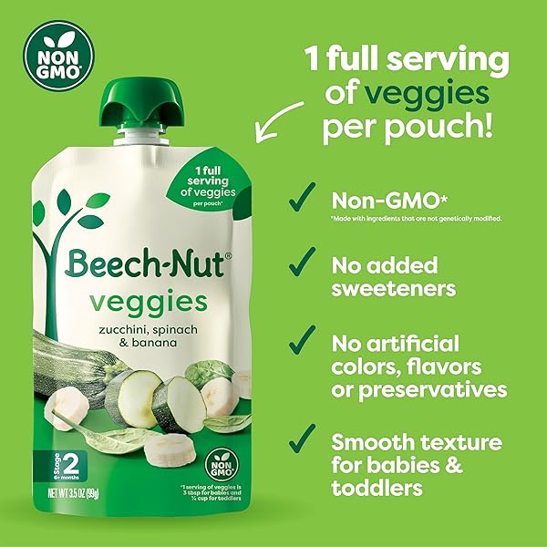 BEECH-NUT BABY FOOD POUCHES VARIETY PACK, VEGGIE PUREES, 3.5 OZ (18 PACK)