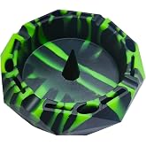KUVIS Silicone Ashtray For Smoking Cigarettes Heat Resistant (Green Black) | Portable, Unbreakable, Food Grade for Cigarettes