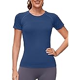 MathCat Seamless Workout Tops for Women, Compression Shirt Women Short Sleeve Shirts Athletic Running Gym Yoga Breathable