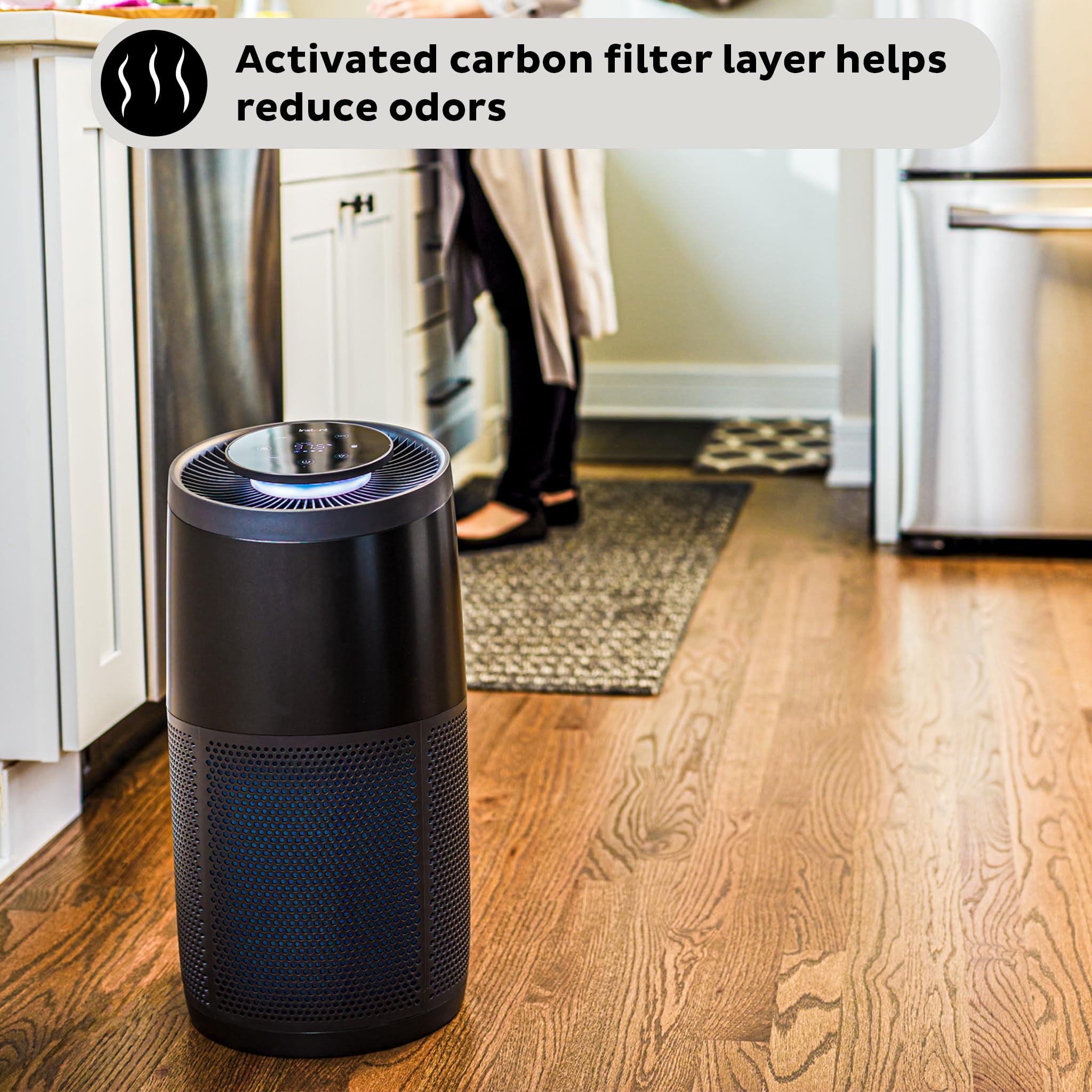 Instant HEPA Quiet Air Purifier From the Makers of Instant Pot with Plasma Ion Technology, Rooms up to 1,940ft2, removes 99% of Dust, Smoke, Odors, Pollen & Pet Hair, for Bedrooms, Offices, Charcoal