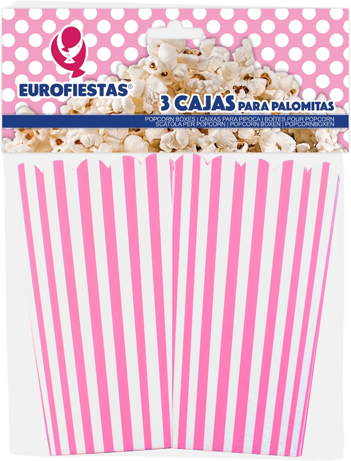 EuroFiestas 3 Cajas de Palomitas Rosas: Amazon.es: Hogar