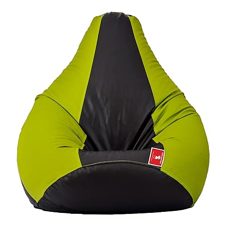 Comfy Bean Bags XXXL Bean Bag without Fillers Cover (Black and Pea Green)