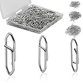 aeloer 300PCS Stainless Steel Fishing Power Speed Clips(S:100Pcs,M:100Pcs,L:100Pcs) High Strength Snap Swivels Fishing Connector for Quick Change Tackle Saltwater Freshwater