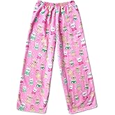 iscream Big Girls Silky Soft Plush Fun Print Fleece Pants - Holiday Cheer Collection
