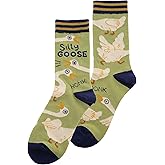 Karma Silly Goose Crew Socks - Cute and Funny Socks for Women - Bright and Colorful Designs - One Size Fits Most