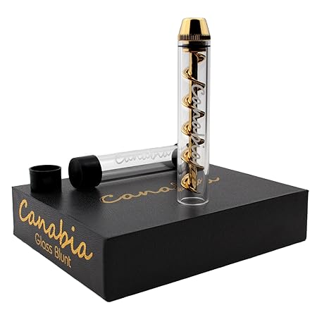 Canabia Twisty Glass Blunt - Premium Set - Vaporizer - Pfeife - Kräuter und Tabak Pfeife - inkl. 2 Glas Röhrchen + Schutzkapp