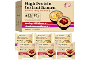 Healspot High Protein Instant Ramen Variety Pack, 6 Pack Non Fried Ramen Broth, 32g Plant Based Protein, Low Fat, Low Carb, Non GMO, Keto Friendly & Plant Based (Smoky-Beef,Classic-Pork)