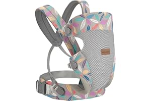SERAPHY Baby Carrier Newborn to Toddler, Ergonomic Infant Carrier, Breathable Mesh Baby Holder Carrier, Adjustable Front Facing and Backpack Carrier for Babies 0-24 Months up to 45lbs -Grey Leave