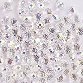 100Pcs Drop AB Crystal Beads 8x10mm, Shiny Glass Faceted Teardrop Beads Bulk for Jewelry Making,Necklace Bracelet Earring Phone Charms Strap DIY Craft(Clear)