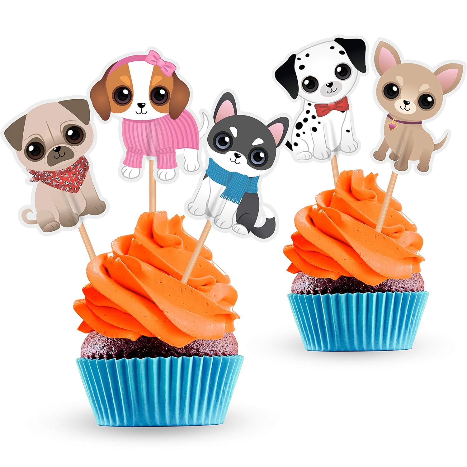 Dog Cupcake Cake Toppers Puppy Pet Theme Birthday Party Decorations