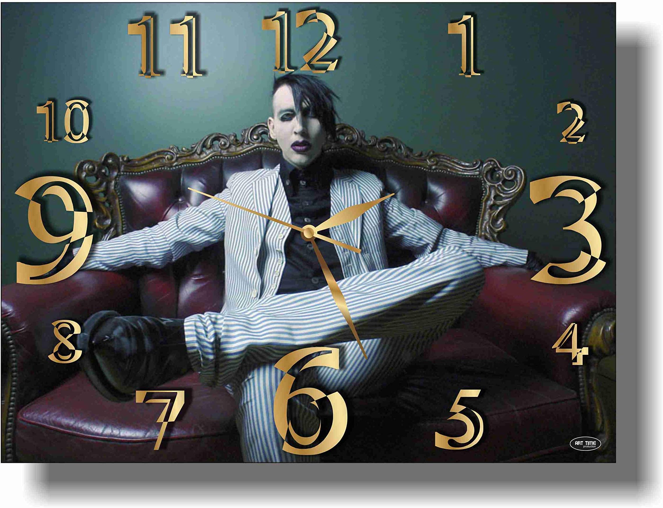 Marilyn Manson 11'' x 18"’ Handmade Wall Clock - Get Unique décor for Home or Office – Best Gift Ideas for Kids, Friends, Parents and Your Soul Mates.