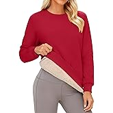 Cavva Women's Sherpa Lined Sweatshirts Long Sleeve Crewneck Casual Fleece Pullover Thermal Thick Tops Winter Warm