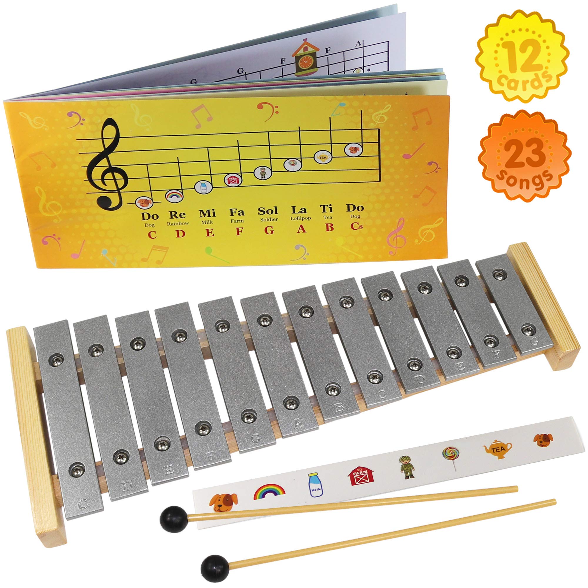Glockenspiel 12 notes PlaybyPictures Xylophone Sheet Music Book