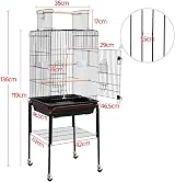 Yaheetech Parrot Cage Play Top 46.5x46.5x71 cm Detachable Stand Green view 3