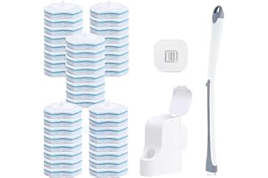 TRENNCHI Disposable Toilet Brush Holder Set Wall-Mounted with 40 Cleaner Refills, Long-Handle Toilet Brush Wand & Storage Cad