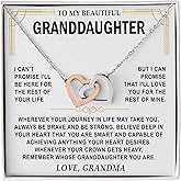 VIRAGIL To My Granddaughter Necklace Gifts From Grandma Grandmother or Grandpa Grandfather To My Granddaughter Graduation Christmas Birthday Pendant Jewelry with Message Card and Gift Box