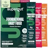Supergut Foundational Daily Fiber, Variety Pack, 15 Stick Packs | Sugar Free, Prebiotic Powder Blend, Plant Based Supplement for Men &amp; Women, 6g of Fiber