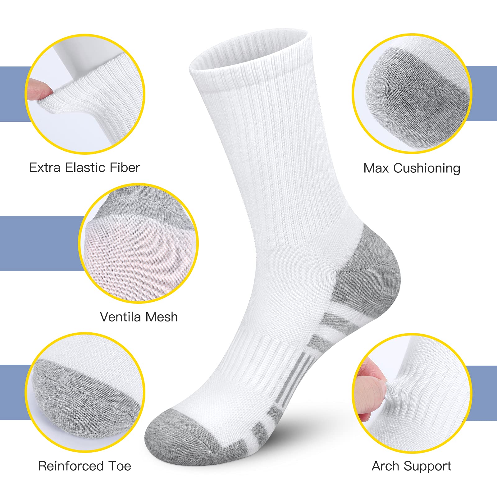 JellyBaby Athletic Sock Cushion Running Socks Performance Breathable Crew Socks Outdoor Sports Sock
