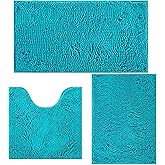 Bathroom Rugs Sets 3 Piece Non Slip,Bath Rugs with PVC Backing Bath Carpet,Bathroom Rug Washable,Absorbent,Plush Carpet Mats,Bath Mats for Bedroom, Kitchen,Tub,Home Decor (Turquoise)