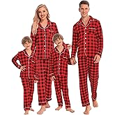 SWOMOG Family Christmas Pajamas Set Women & Men Long Sleeve Pj Set Party Sleepwear Button-Down Loungewear Set