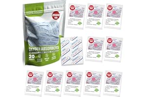 HOME SENSEI 2500cc Oxygen Absorbers for Food Storage 200 Pack - Sealed Packs of 10 for Freshness - Ideal for Mylar Bags, Mason Jars, and Freeze Dried Foods. Moisture Proof, Prevents Spoilage, Extends Shelf Life