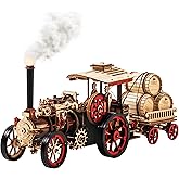 RoWood 3D Puzzles for Adults,Steam Train Building Kit,1:28 Scale Mechanical Steam Locomotive Model Kit,469PCS,Assembly Time 6