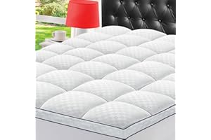 BedLuxury Queen Mattress Topper Extra Thick Pillow Top Cooling Mattress Pad Cover Plush Soft with 8-21 Inch Deep Pocket 3D Snow Down Alternative Fill - White