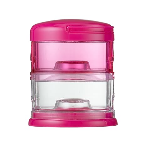 Innobaby Packin Smart Stackable and Portable Storage System for Formula, Baby Snacks and More. 2 Stackable Cups in Pink. BPA Free.