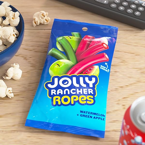 JOLLY RANCHER ROPES WATERMELON AND GREEN APPLE FLAVORED CANDY BAG, 6 OZ
