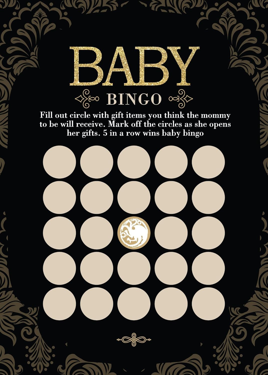 Amazon Com Game Of Thrones Inspired Baby Gift Item Bingo Cards