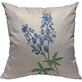 VERSUSWOLF Throw Pillow Covers Blue Texas Watercolor Bluebonnet Cotton Linen Decorative Square Pillowcases Cushion Cover 18 X 18 Inch