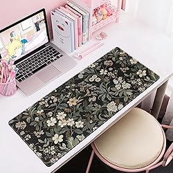 Floral Desk Pad Leaves Vintage Aesthetic Desk Mouse