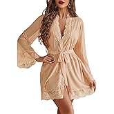 Avidlove Women Lace Kimono Robe Babydoll Sexy Lingerie Mesh Chemise Nightgown Cover Up