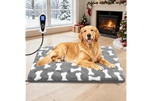 Bestio Extra Large Dog Heating Pad,47x30 in Heated Dog Bed with Constant Heat & Auto Modes，MET&UL Certified Pet Heating Pad with Soothing Warmth,Chew-Resistant Cord,Waterproof Washable Cover-Gray