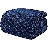 Exclusivo Mezcla Fleece Twin Blanket for Bed, Extra Large Fuzzy Navy Blue Bed Blankets, Soft Cozy Plush Sofa Throws for All Seasons, 60x80 Inches