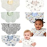 JUVA 6-Pack Organic Cotton Drool Bibs for Baby Girl or Boy, 360&deg; Rotating | scalloped bibs, Absorbent and soft, Reversible design, Sensitive skin safe, For teething infants 0-24M