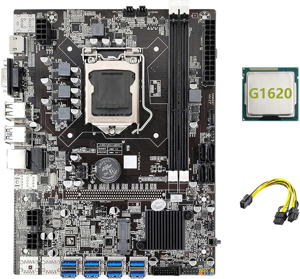 Vklopdsh B75 ETH Mining Motherboard 8XPCIE LGA1155 G1620 CPU MSATA 4SATA USB