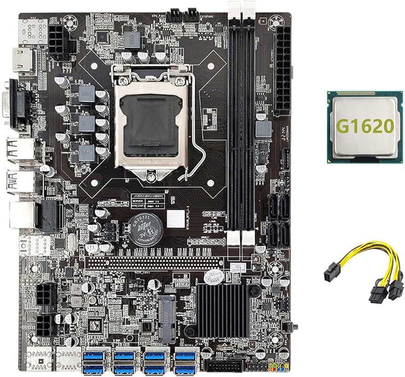 Vklopdsh B75 ETH Mining Motherboard 8XPCIE LGA1155 G1620 CPU MSATA 4SATA USB