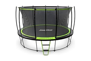 JumpFlex Trampoline with Basketball Hoop - Hero 12FT 14FT 15FT Round Outdoor Backyard Trampoline ASTM Approved with Net Safety Enclosure & Ladder Playset with Fast Assembly