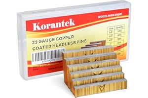 Korantek 23 Gauge Pin Nails, Headless Pinner Nails, 6 Sizes Assorted 3/8 Inch to 1-3/8 Inch for Molding Cabinetry Building,ph